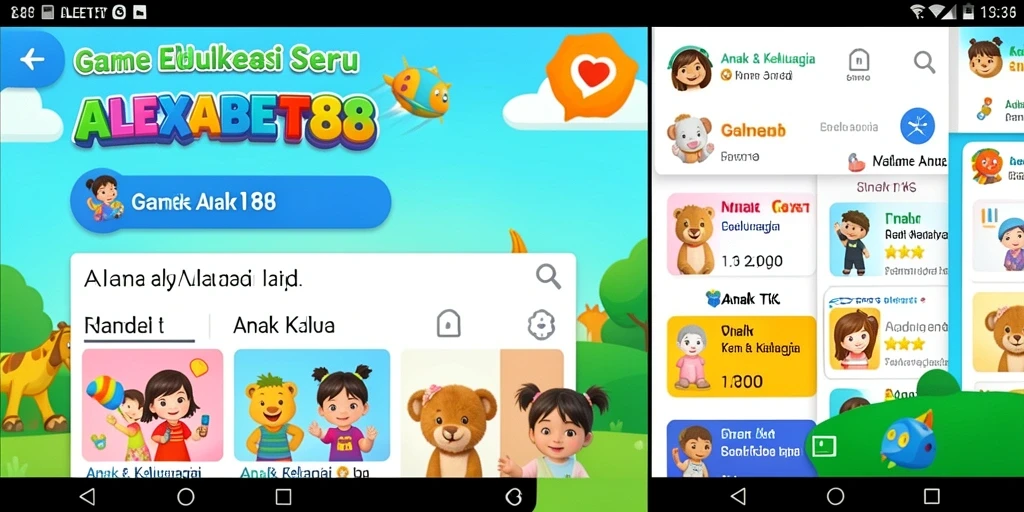 Antarmuka ALEXABET88 dengan permainan edukatif untuk anak-anak.