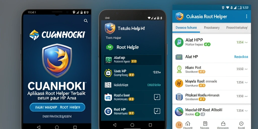 Antarmuka CUANHOKI menampilkan fitur-fitur Root Helper yang mudah digunakan.