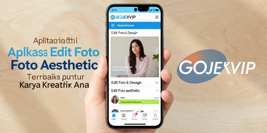 Tampilan antarmuka GOJEKVIP untuk editing foto aesthetic.