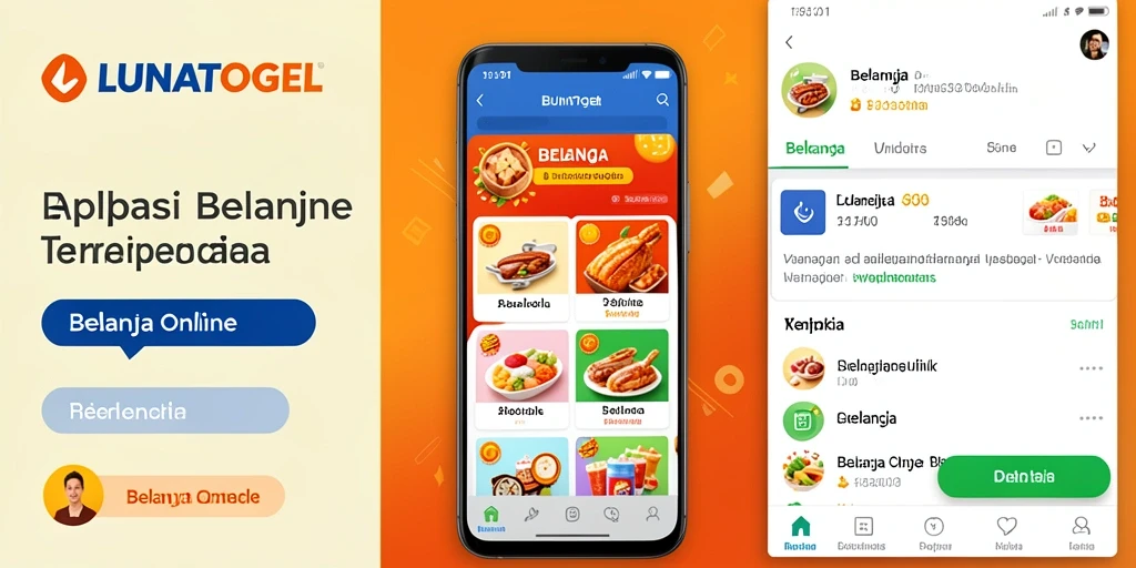 Antarmuka menarik LUNATOGEL untuk belanja online.