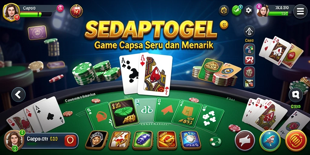 Tampilan antarmuka menarik permainan Capsa SEDAPTOGEL.
