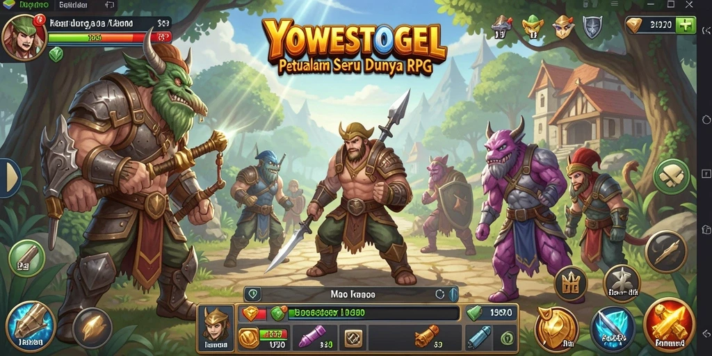 Tampilan antarmuka permainan RPG YOWESTOGEL yang menarik dan interaktif.